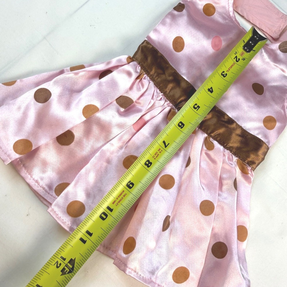 Unbranded Polka Dot Pet Dress Small Pink Brown Satin Sleeveless Boutique NWT